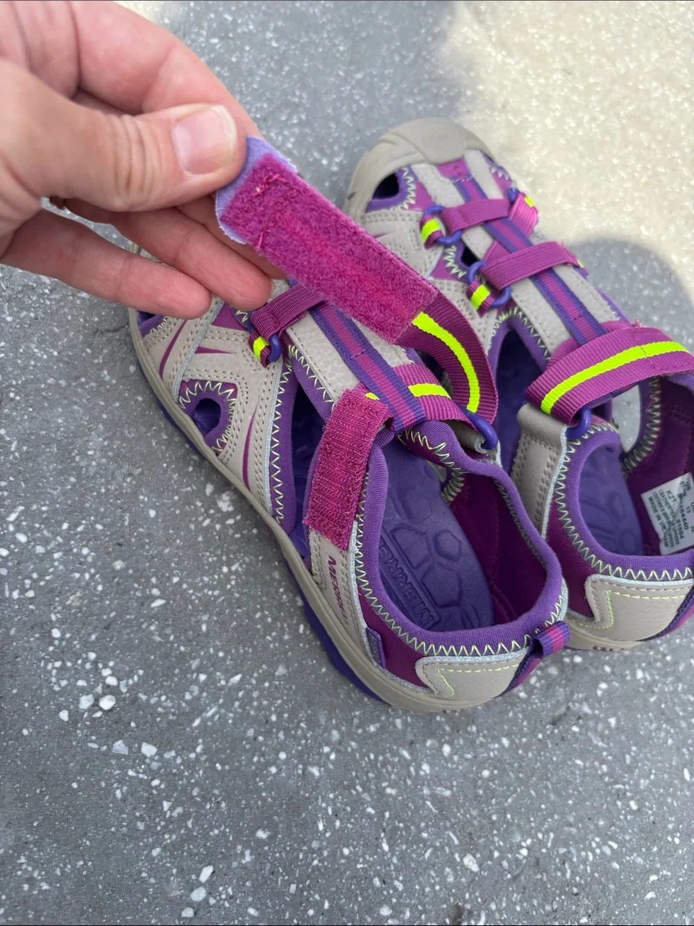 Merrell Kids Purple and Beige Water-Ready Sandal with Neon Accent